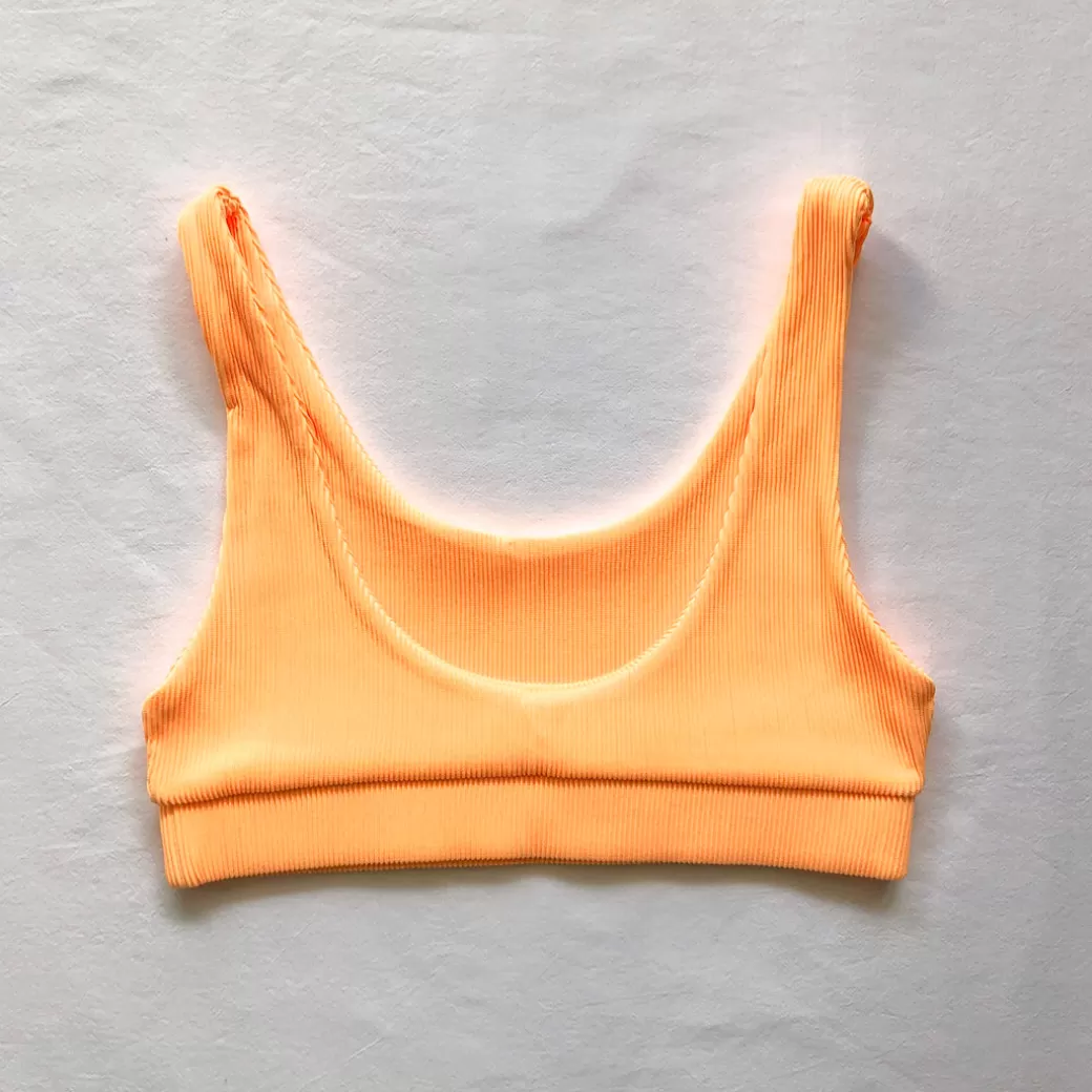 Super Supportive Styles<Kulani Kinis Bikini Tops Long Crop Bikini Top – Mango Ribbed