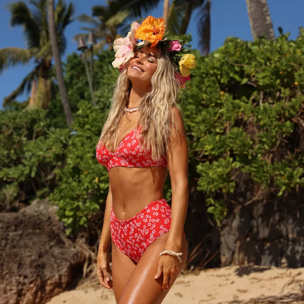 Super Supportive Styles<Kulani Kinis Bikini Tops Triangle Cross Back Bikini Top – Aloha Punch