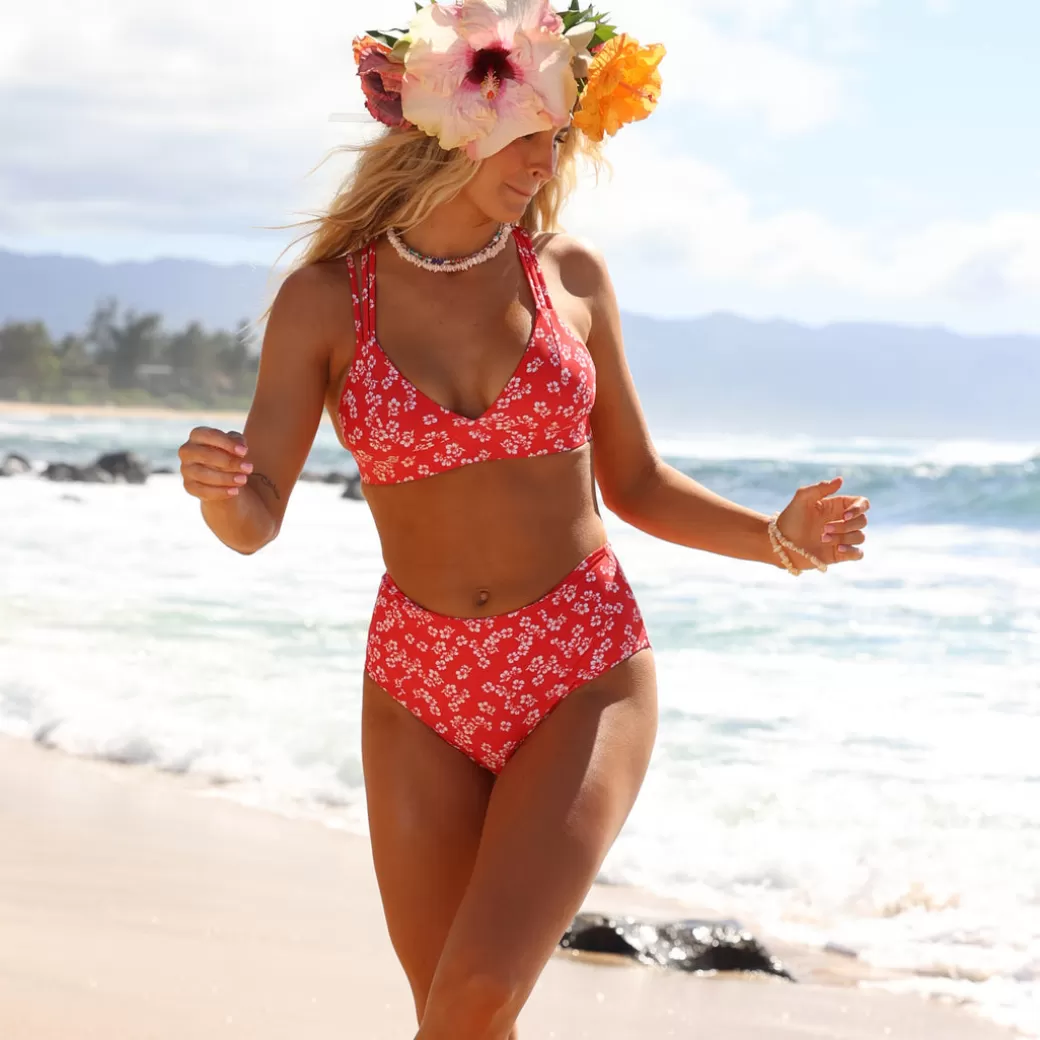 Super Supportive Styles<Kulani Kinis Bikini Tops Triangle Cross Back Bikini Top – Aloha Punch
