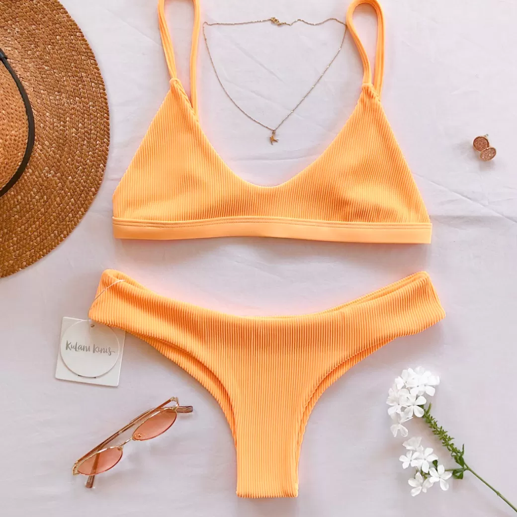 Cheeky Styles<Kulani Kinis Cheeky Bikini Bottom – Mango Ribbed Bikini Bottoms