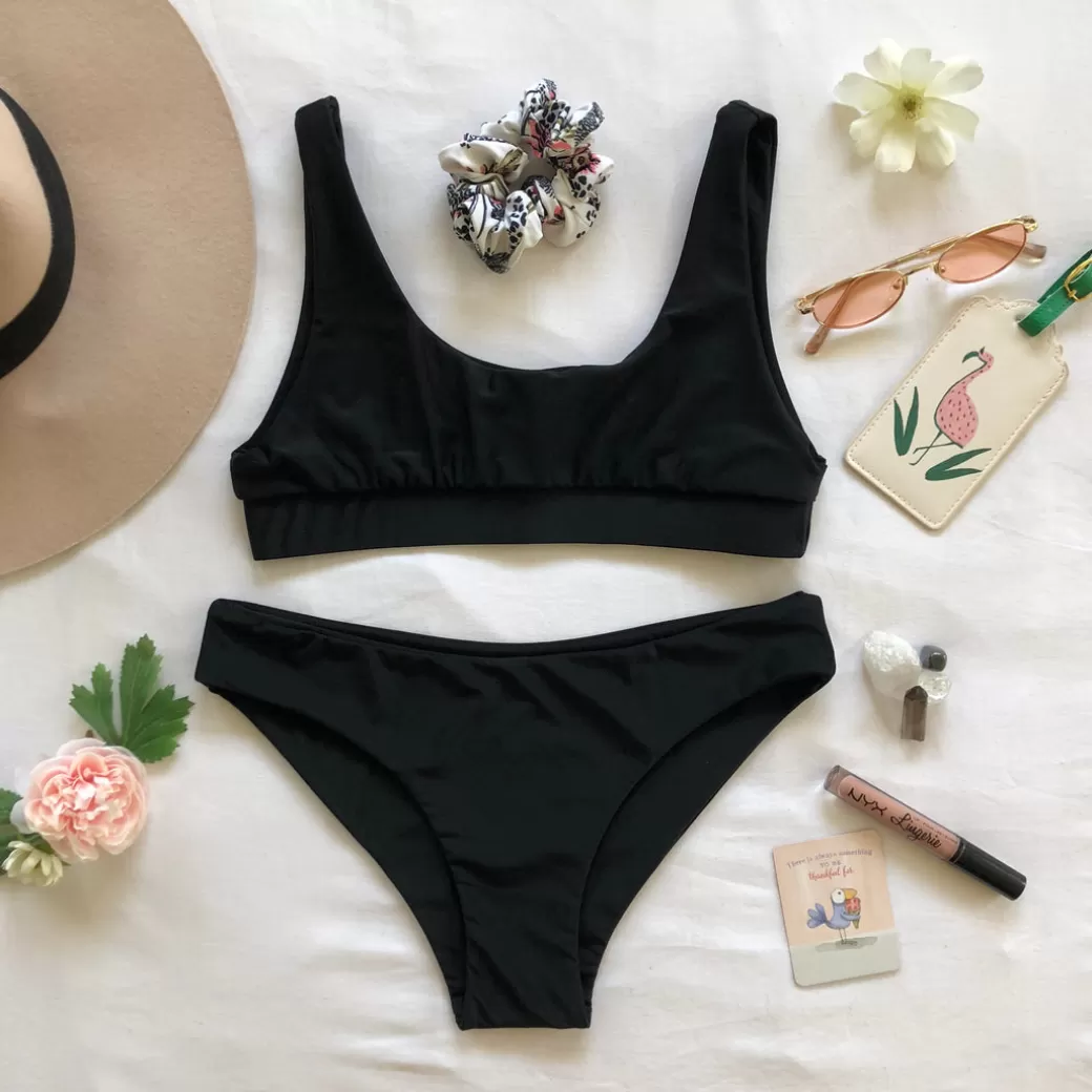 Full Coverage<Kulani Kinis Full Coverage Bikini Bottom – Pitch Black Bikini Bottoms