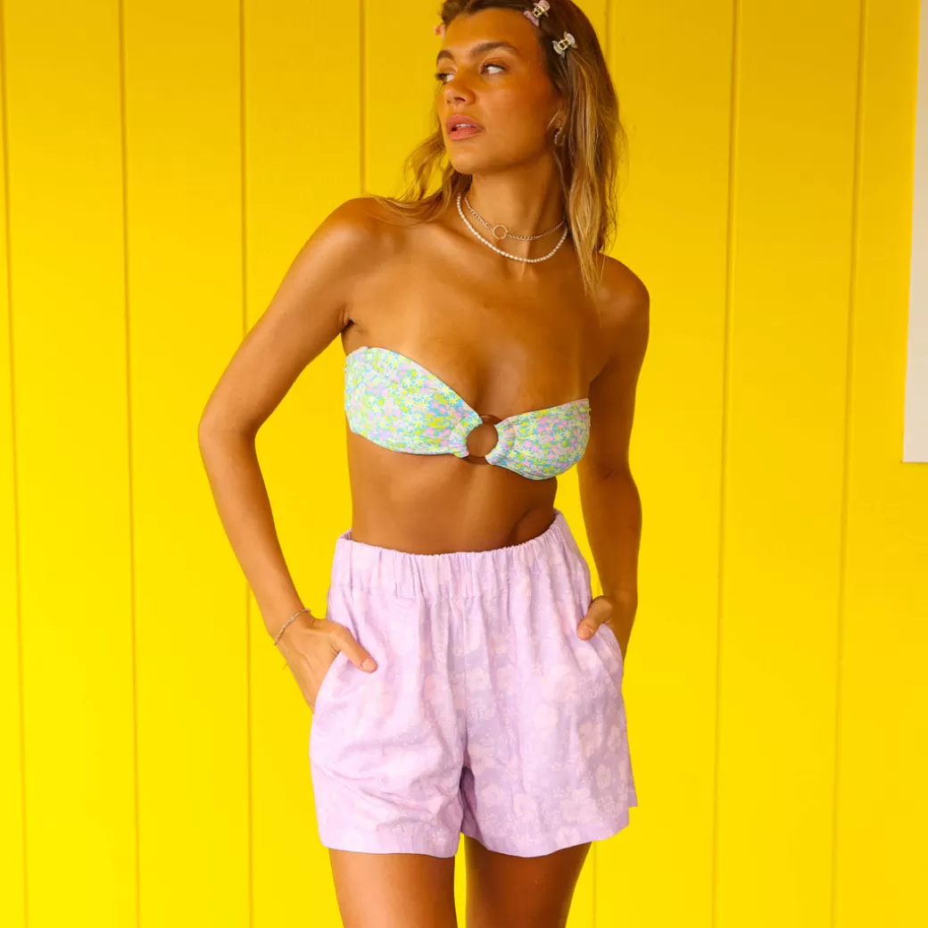 Hannah Meloche Collection<Kulani Kinis New Arrivals Relaxed Linen Shorts – Hibiscus Haze