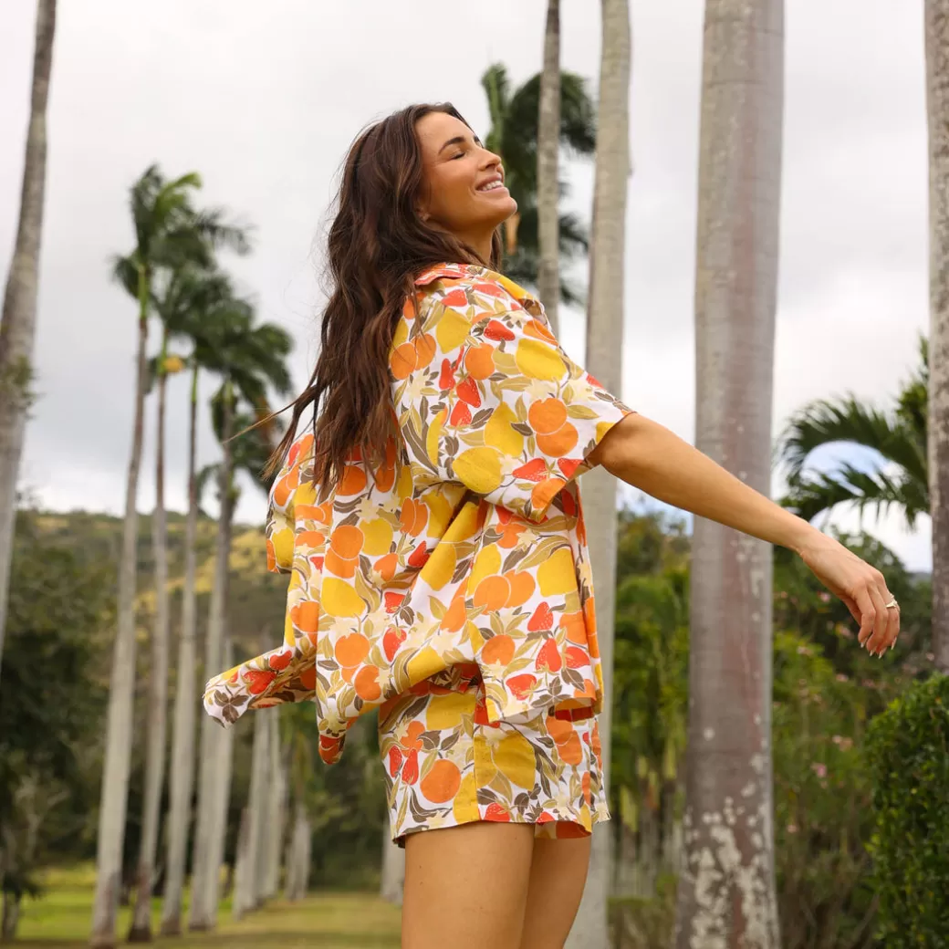 Hannah Meloche Collection<Kulani Kinis Oversized Linen Shirt – Limoncello New Arrivals