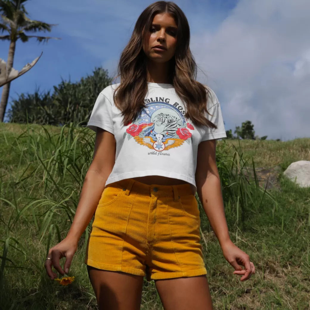 Tee Shirts<Kulani Kinis Rambling Rose Crop Tee Shirt – Shell White New Arrivals
