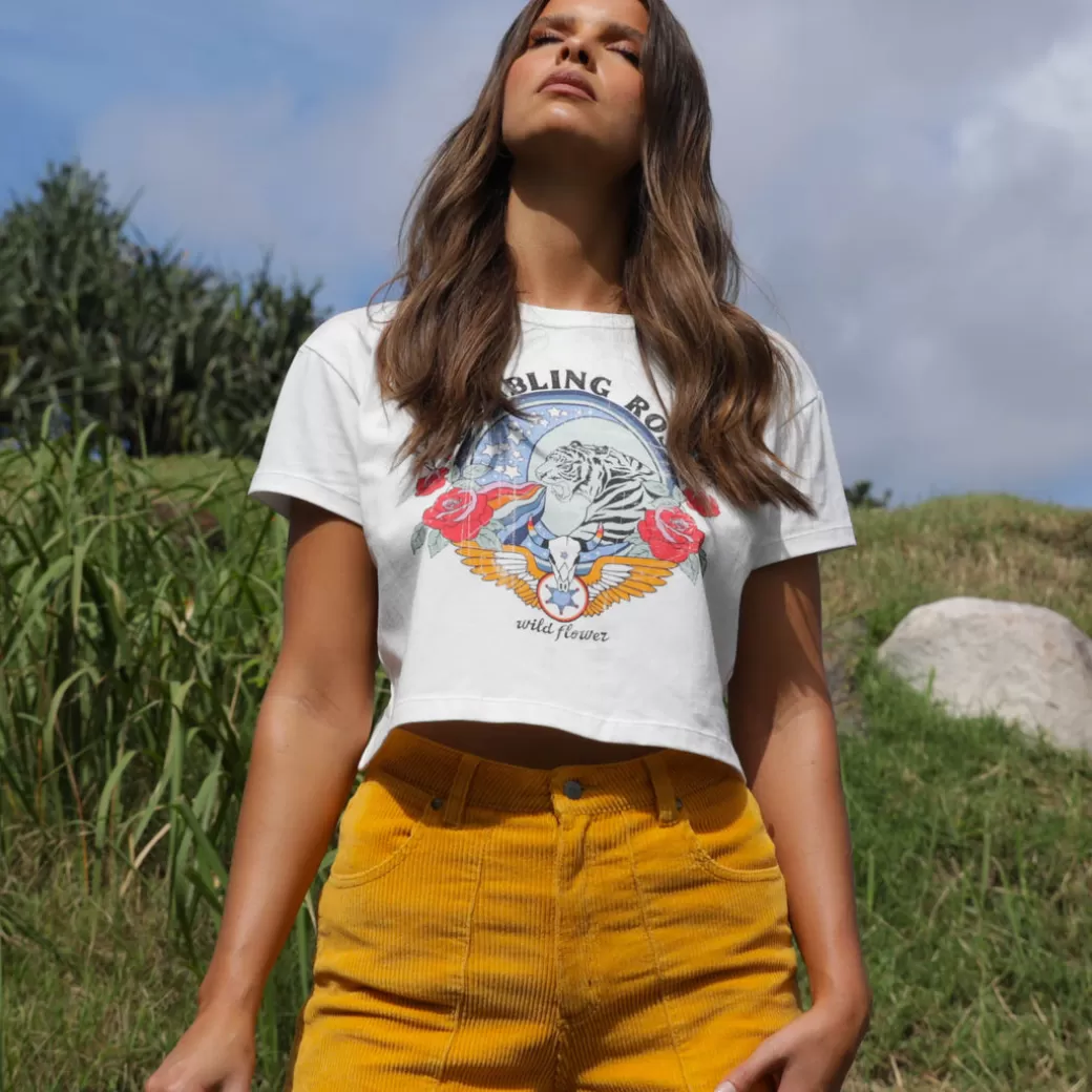 Tee Shirts<Kulani Kinis Rambling Rose Crop Tee Shirt – Shell White New Arrivals