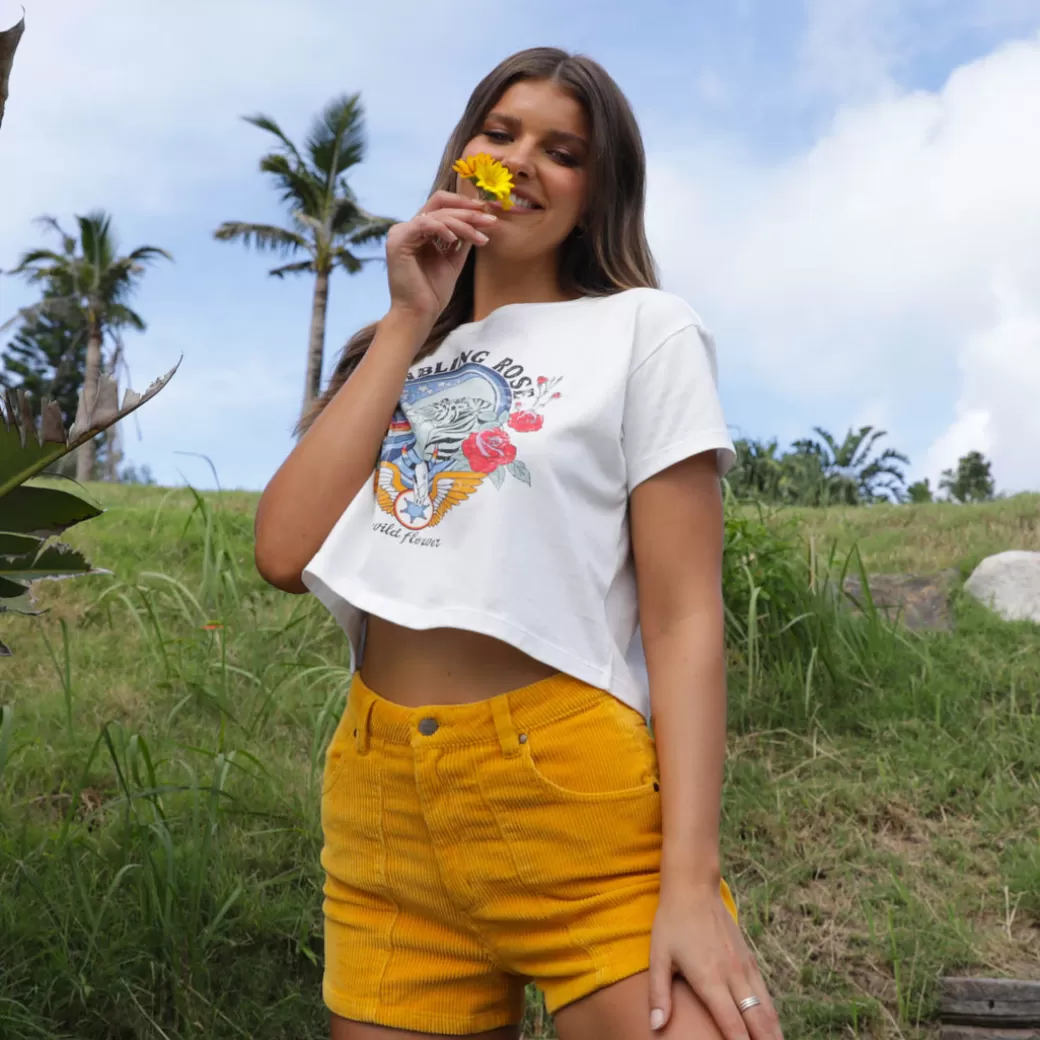 Tee Shirts<Kulani Kinis Rambling Rose Crop Tee Shirt – Shell White New Arrivals